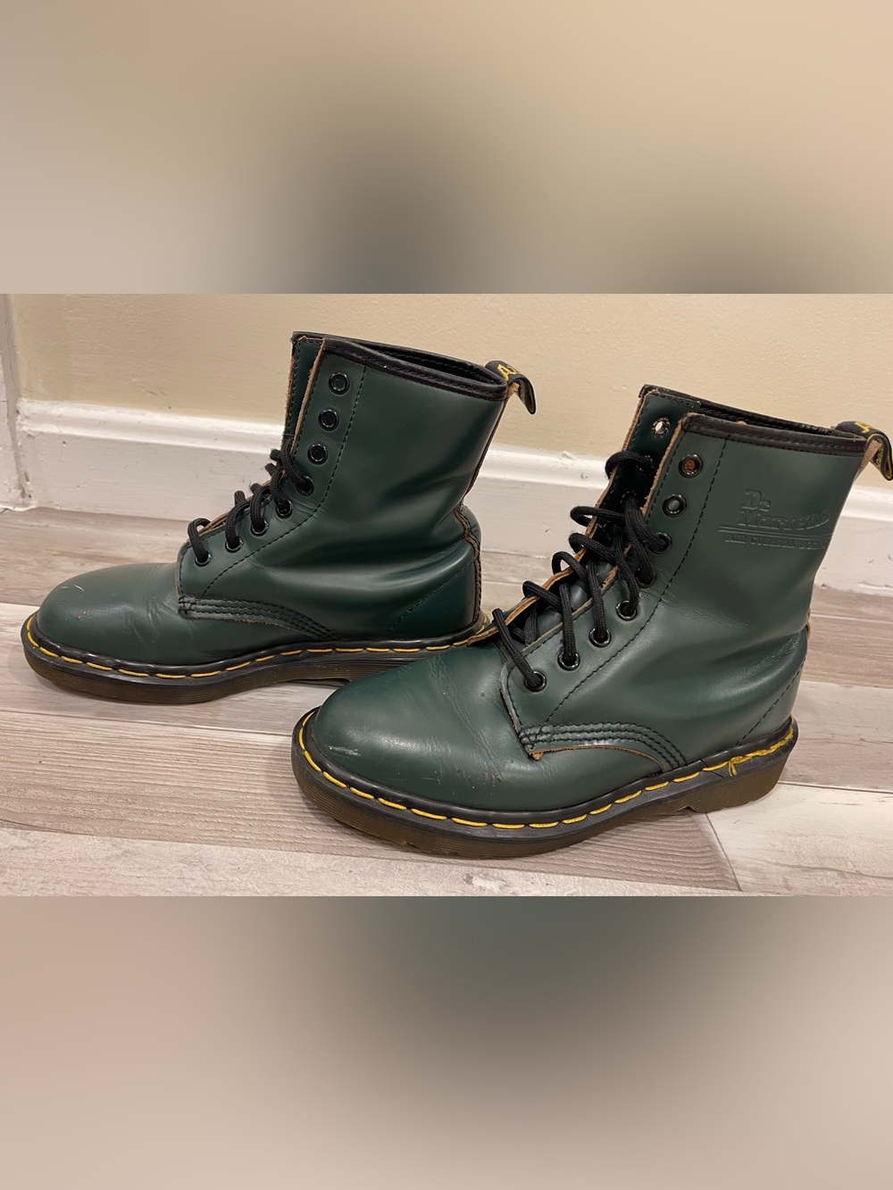 Dr. Martens Dark Green Leather 8-Eye Boots Made in England UK 4 US 6